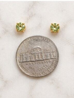 Gold-Plated Dainty Peridot Stud Earrings 925 Sterling Silver | August Birthstone